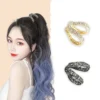 Fashion V-shaped Alloy Diamond Ponytail Hair Claws For Women Girls Bun Fixing Hair Clips