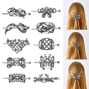 2025 Dragon rider New Women Girls Celtic Hairpins Silver Vintage Viking Hair Clips Hair Slide Hair Stick Barrette Knot Hair Accessories