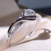 Elegant Couple White Diamond White Sapphire Ring Cubic Zirconia Jewelry Wedding Ring 925 Silver Rings