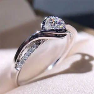 Elegant Couple White Diamond White Sapphire Ring Cubic Zirconia Jewelry Wedding Ring 925 Silver Rings