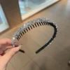 Vintage Plastic Rhinestone Headband Make Up Face Wash Hairband with Toothed Korean Style Diamond Hair Hoop Male